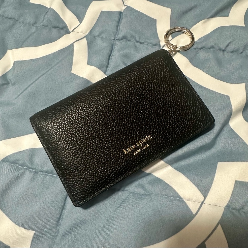 Kate Spade Black Textured Wallet with Keyring